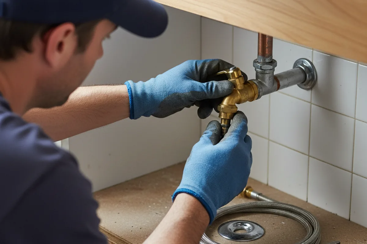 Shutoff valve and fitting work during Emergency Plumbing in Seymour